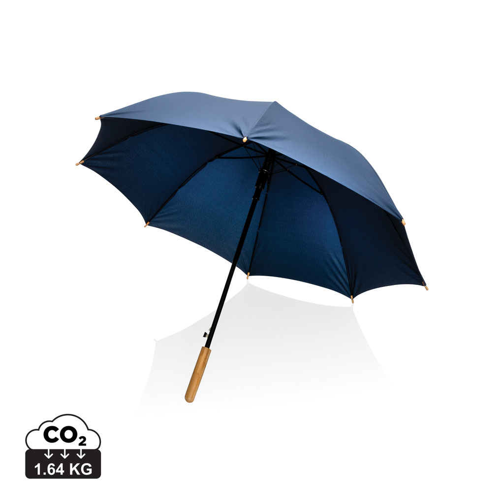 Parapluie rPET et bambou personnalisé Impact Bleu marine